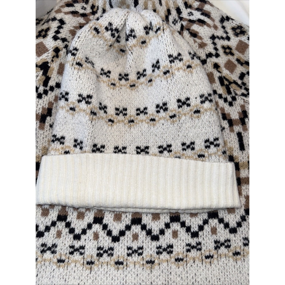 Steve Madden Madden Girl Pullover Sweater And Hat Set Brown/Beige Large - Picture 10 of 11